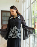 Monochrome Muse Swarowski French Lace Georgette Shirt