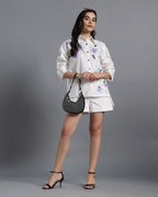 Pearl Cotton White Shirt Set - Harneet Kaur