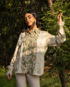 Neroli French lace printed linen silk shirt