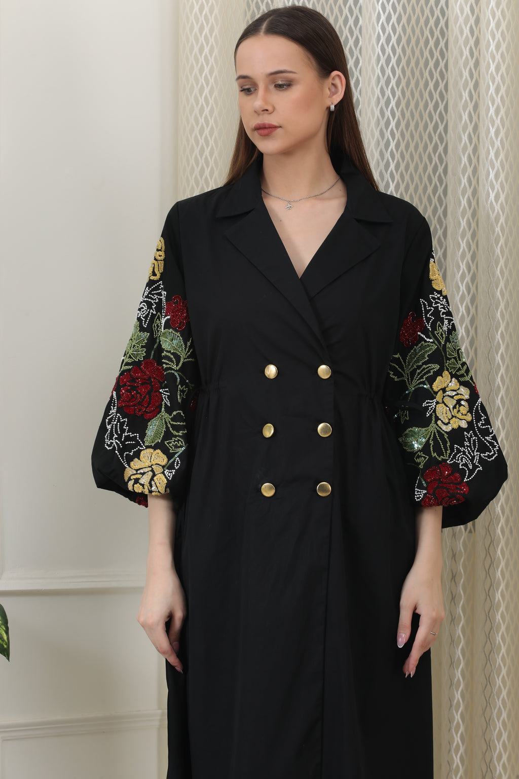 Iris Black Poplin Dress