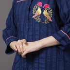 Blue Crushed Embroidered Shirt
