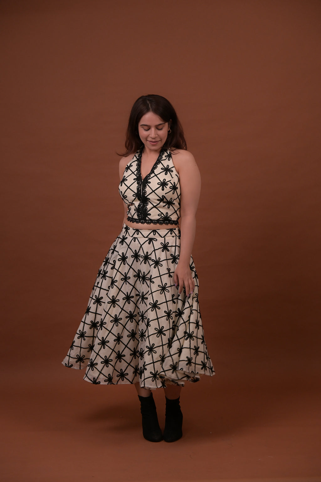 Black Cross Long Skirt