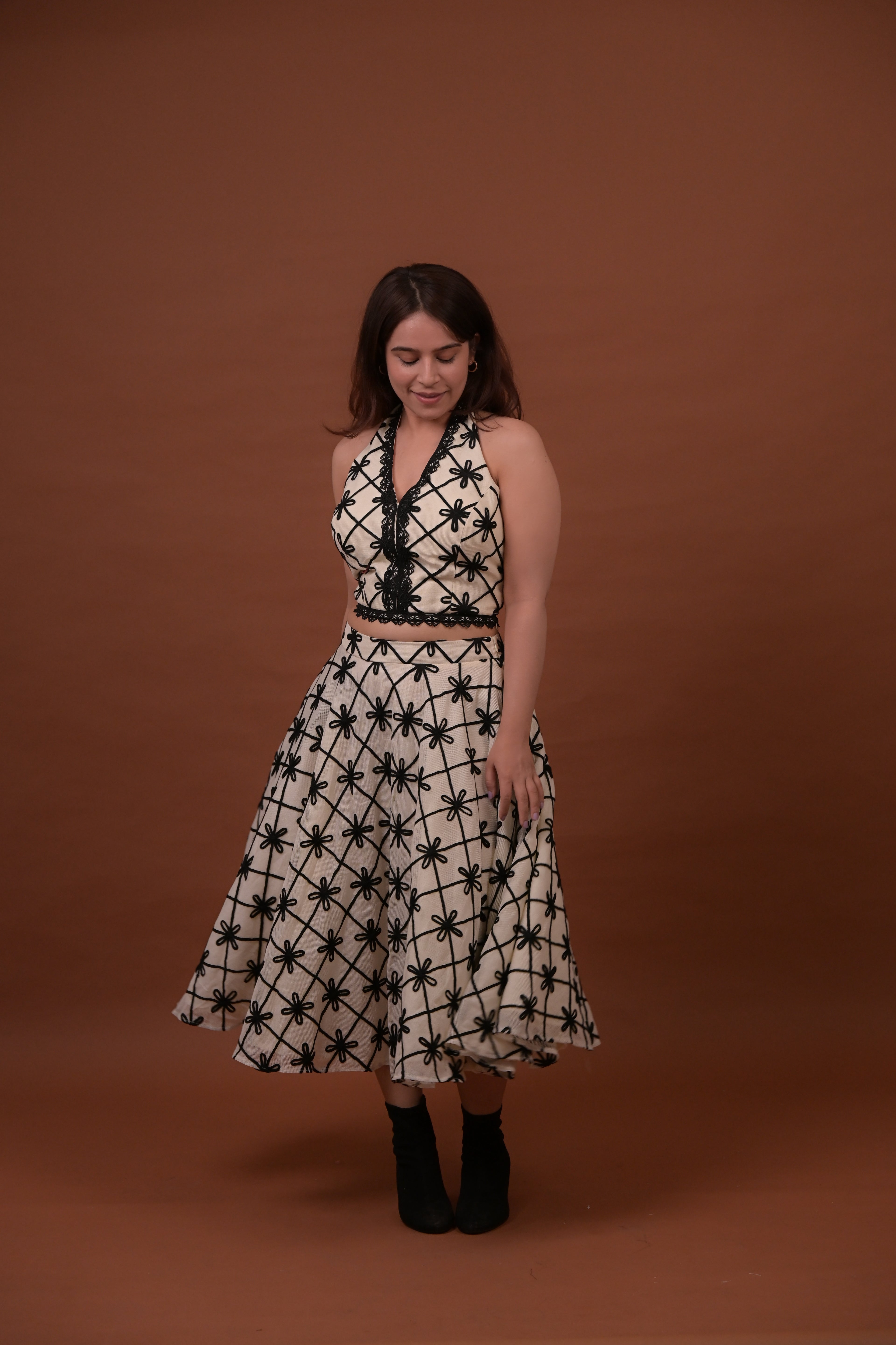 Black Cross Long Skirt