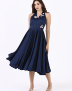 Midnight Blossom Halter Dress