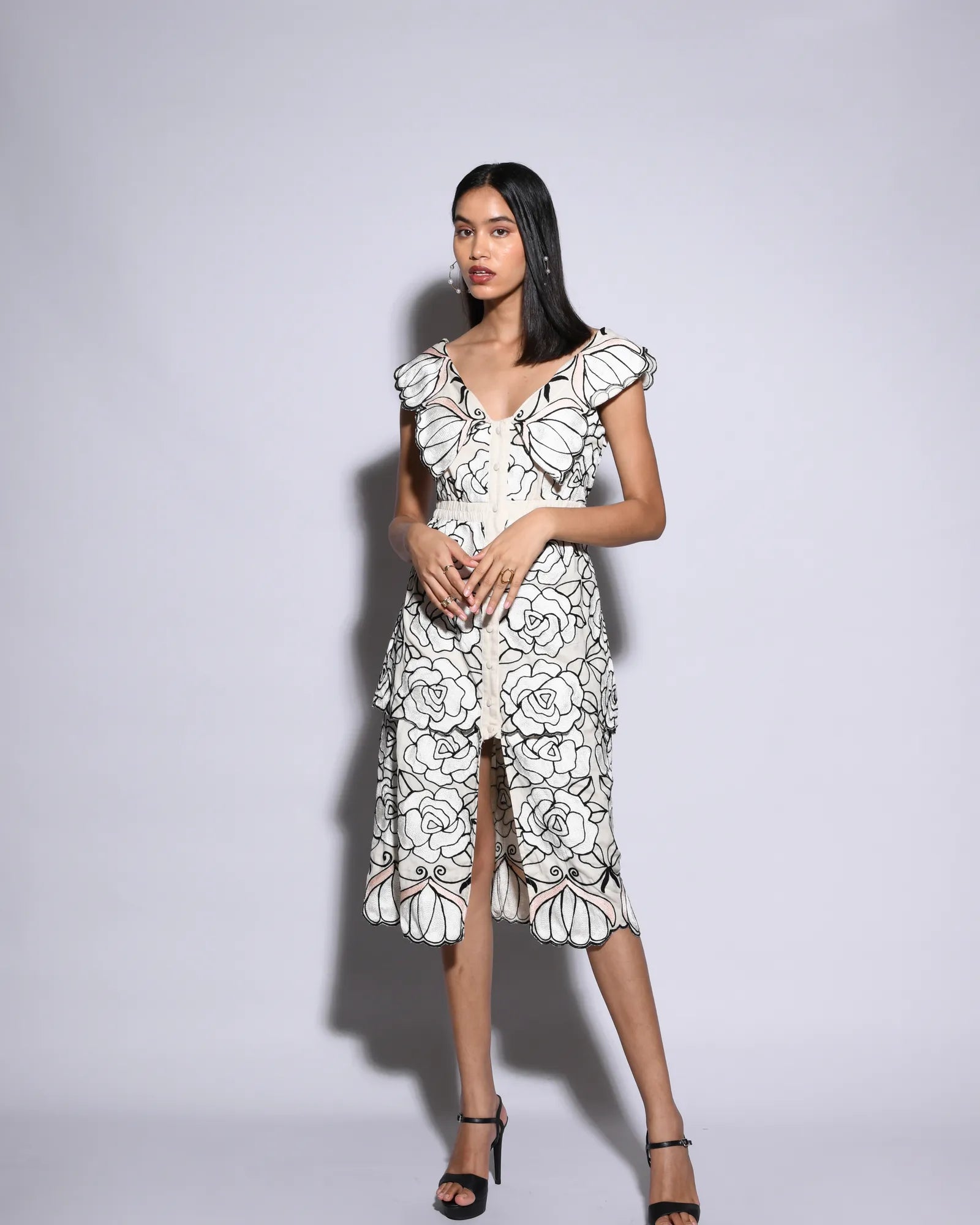 Elina  Rose Cutwork Dress