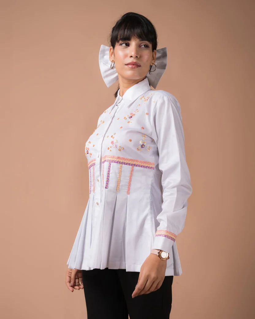 The Floral Pleated Shirt - BeyondStiches