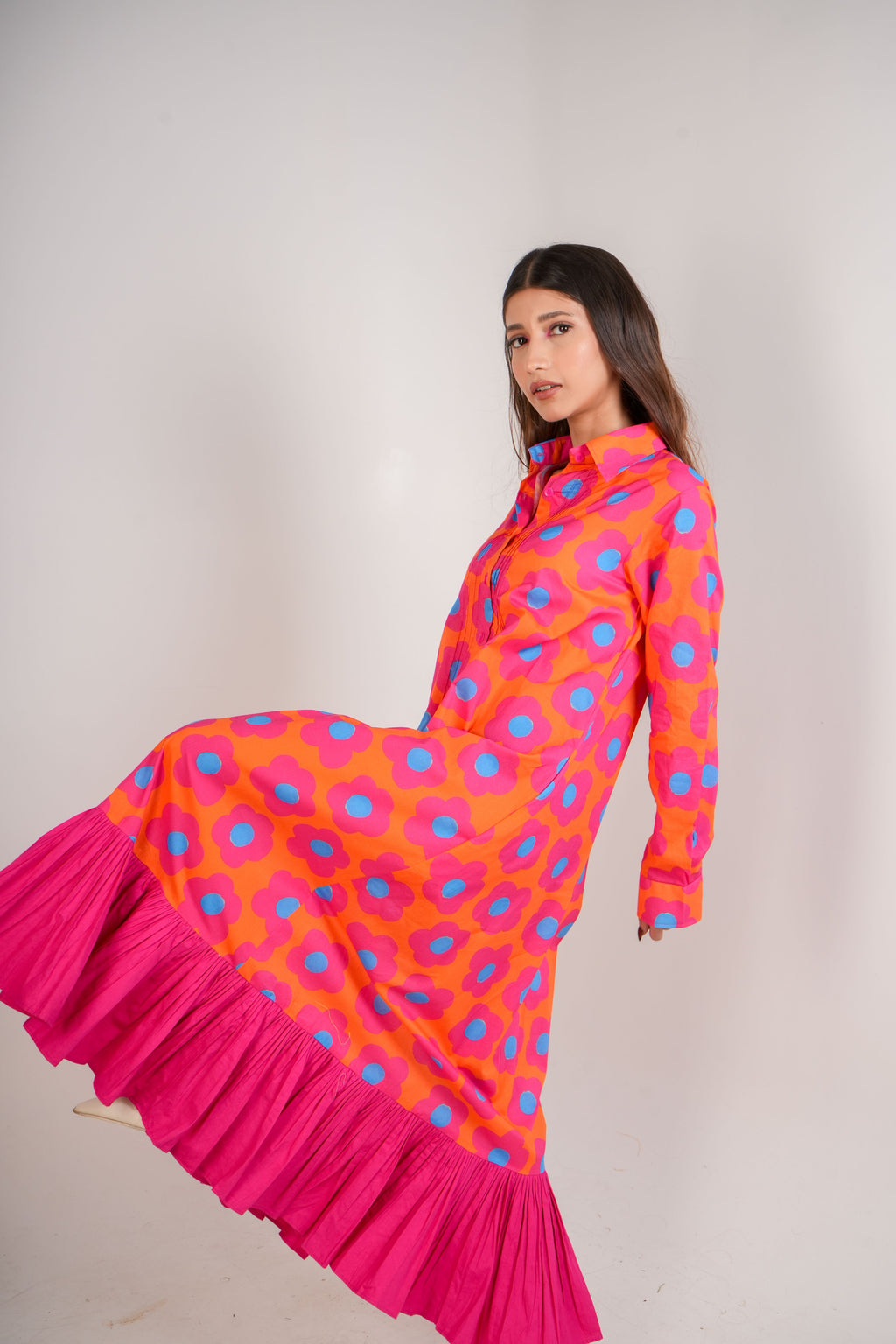 Mystic Bloom Layered Shirt Dress - Kasshish