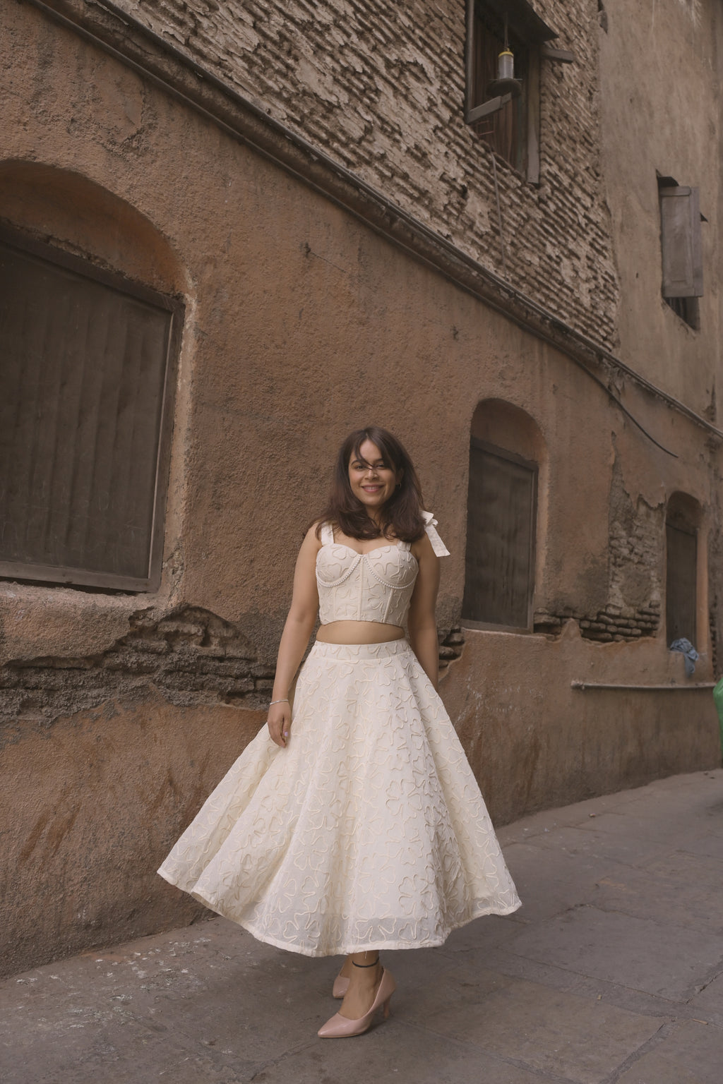 White Petal Long Skirt