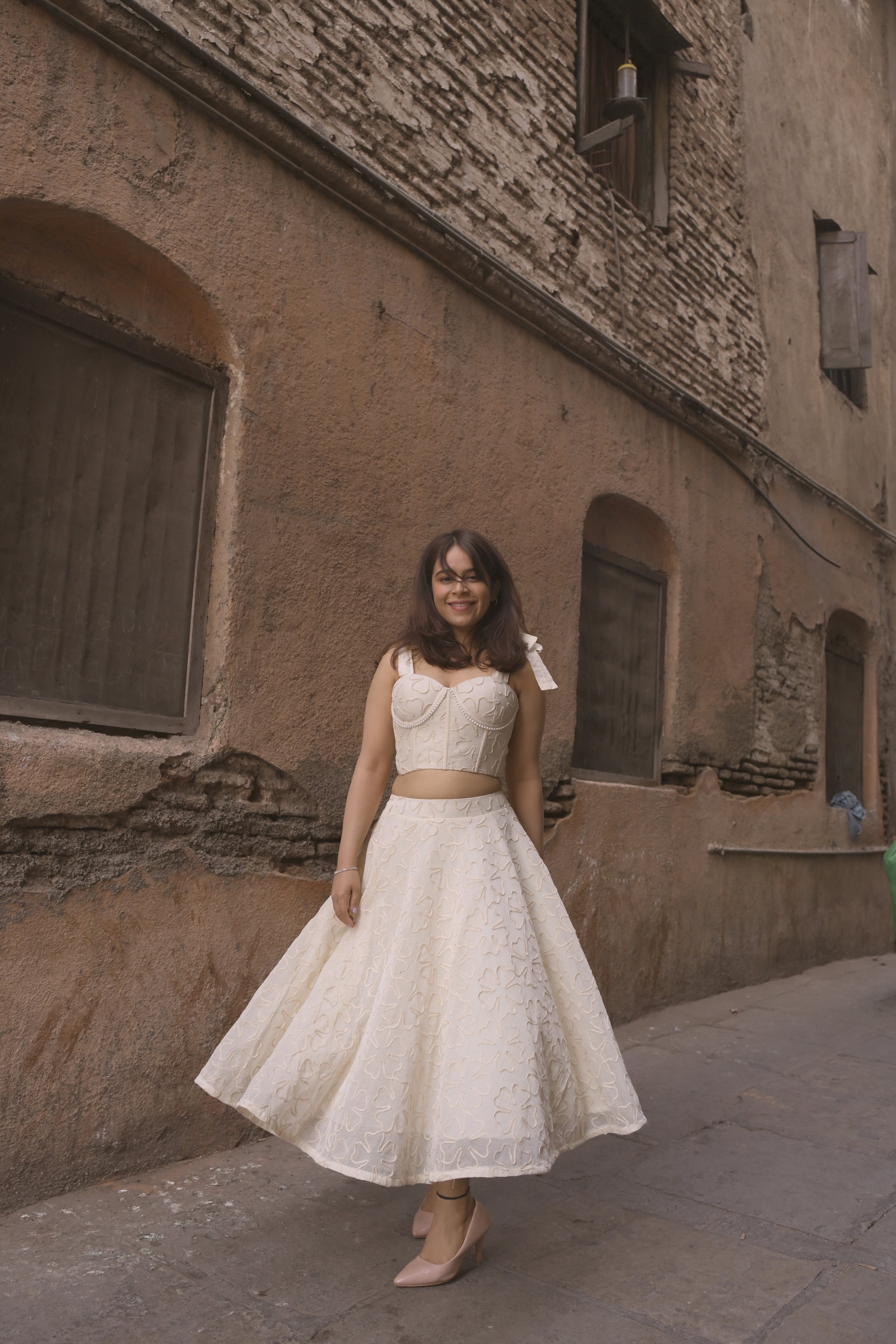 White Petal Long Skirt
