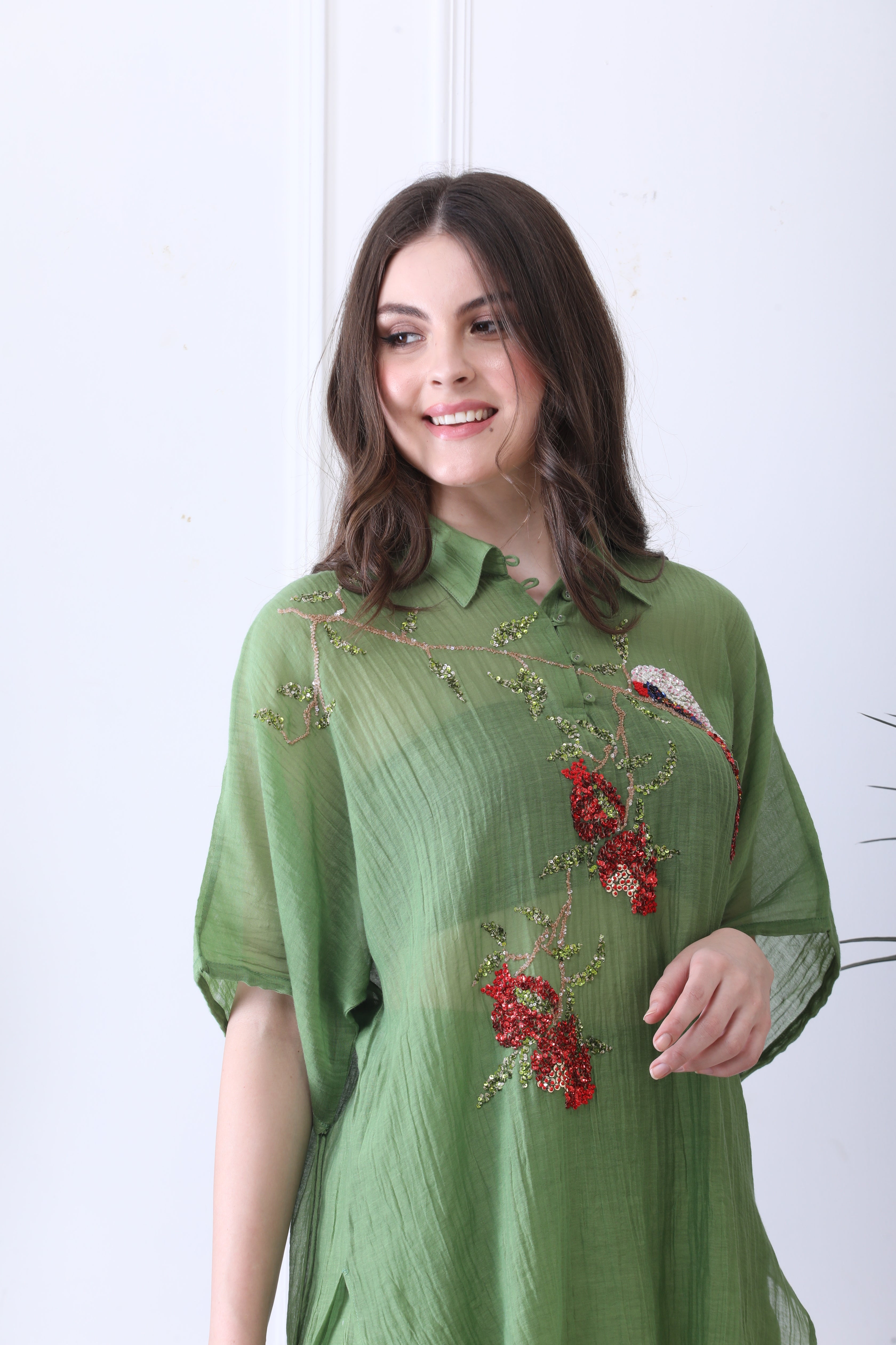 Otto Green Embroderied Cord Set