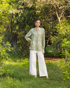 Gardenia Floral bloom printed Cotton Silk shirt