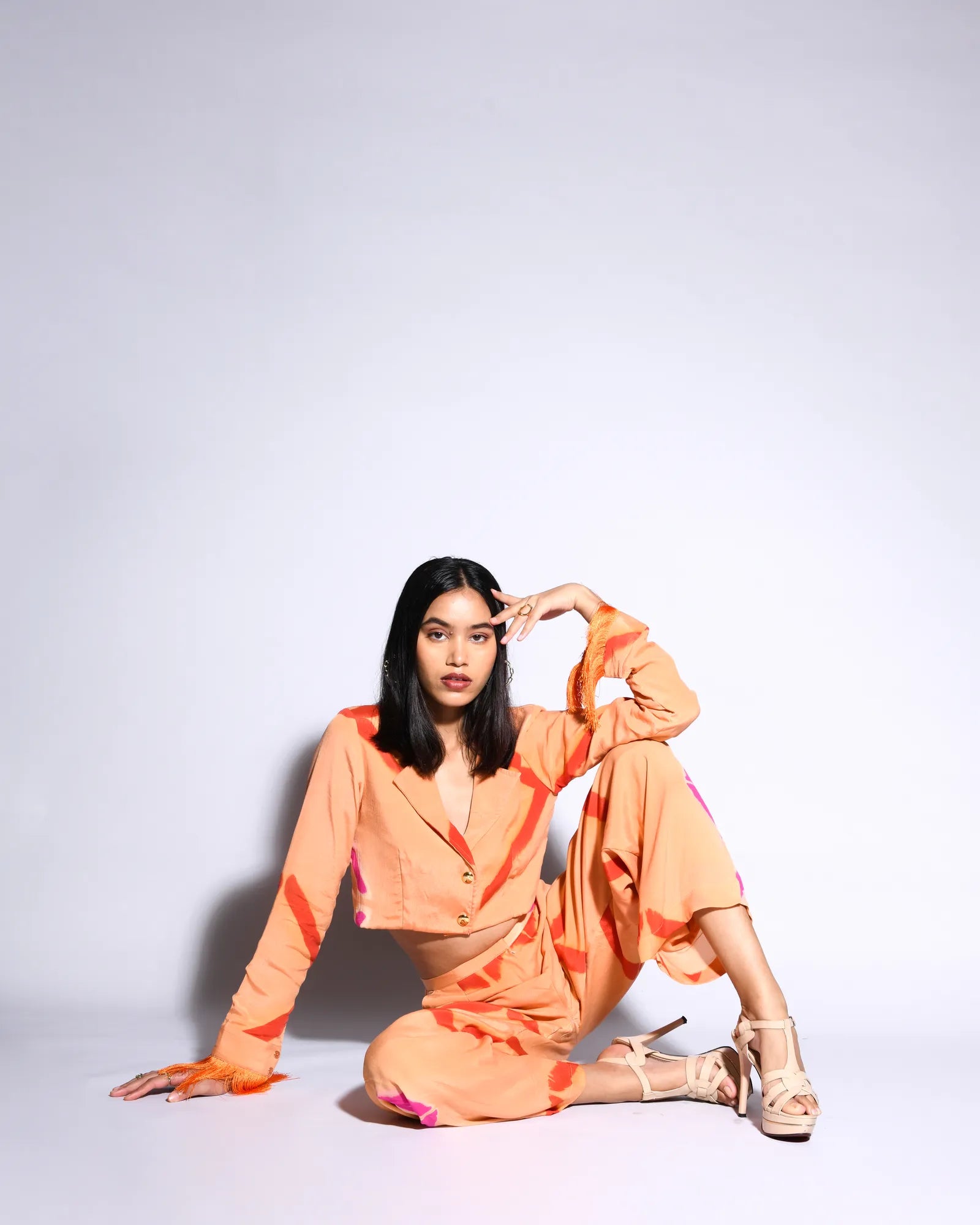 Carnelian  Tie & Dye  Short Blazer Set