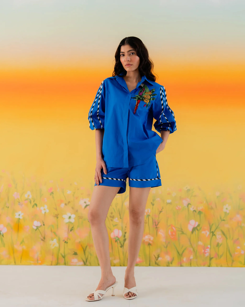 Blue parrot Shirt/Cordset