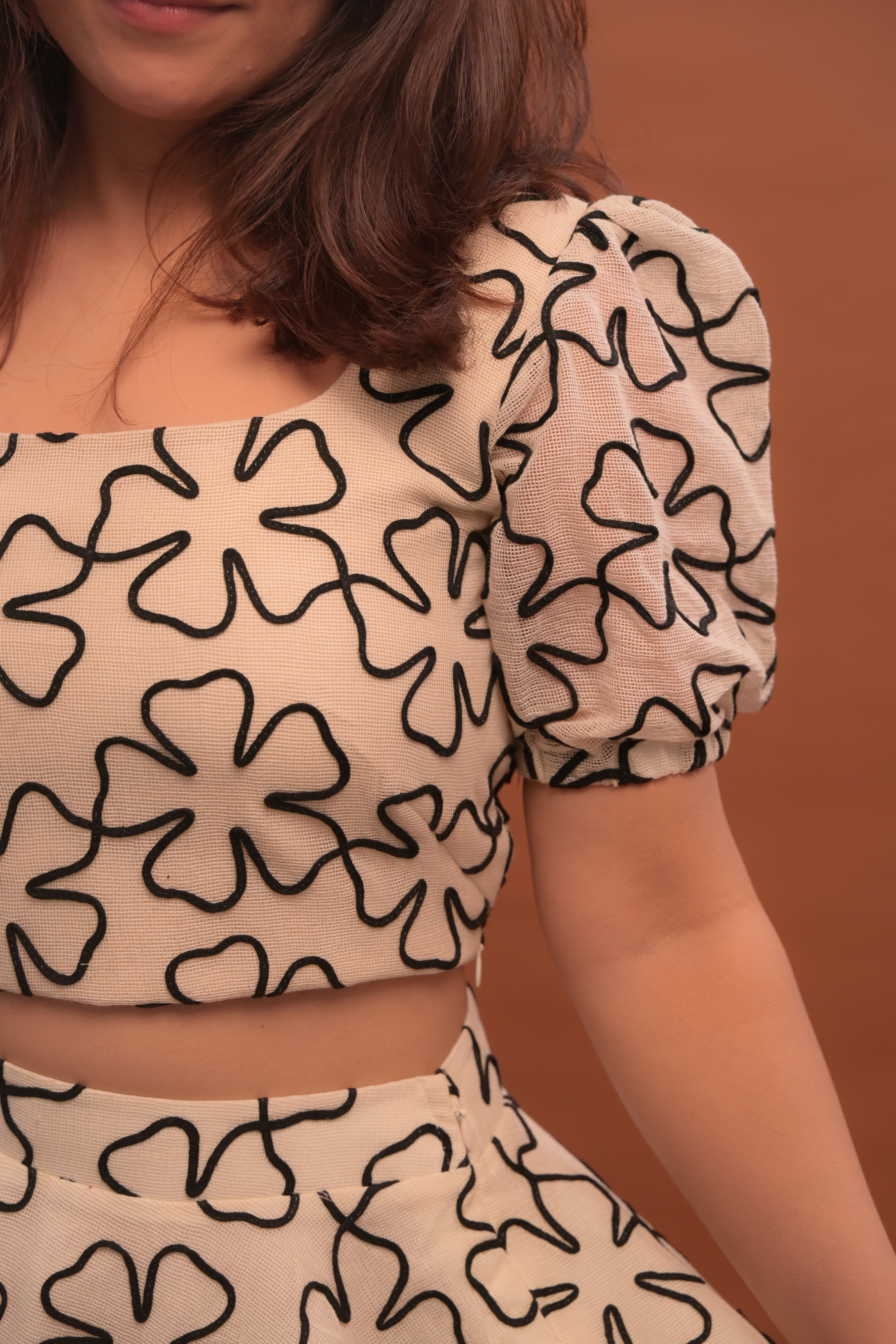 Wildflower Square Neck Puff Sleeves Top