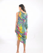 Colour Splash Printed One Shoulder Dress - Itara