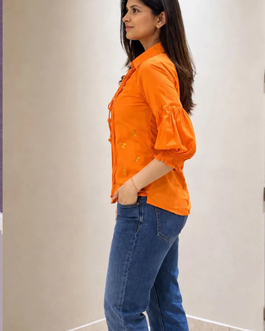 Tangerine Butterfly Shirt - Shweta Chugh