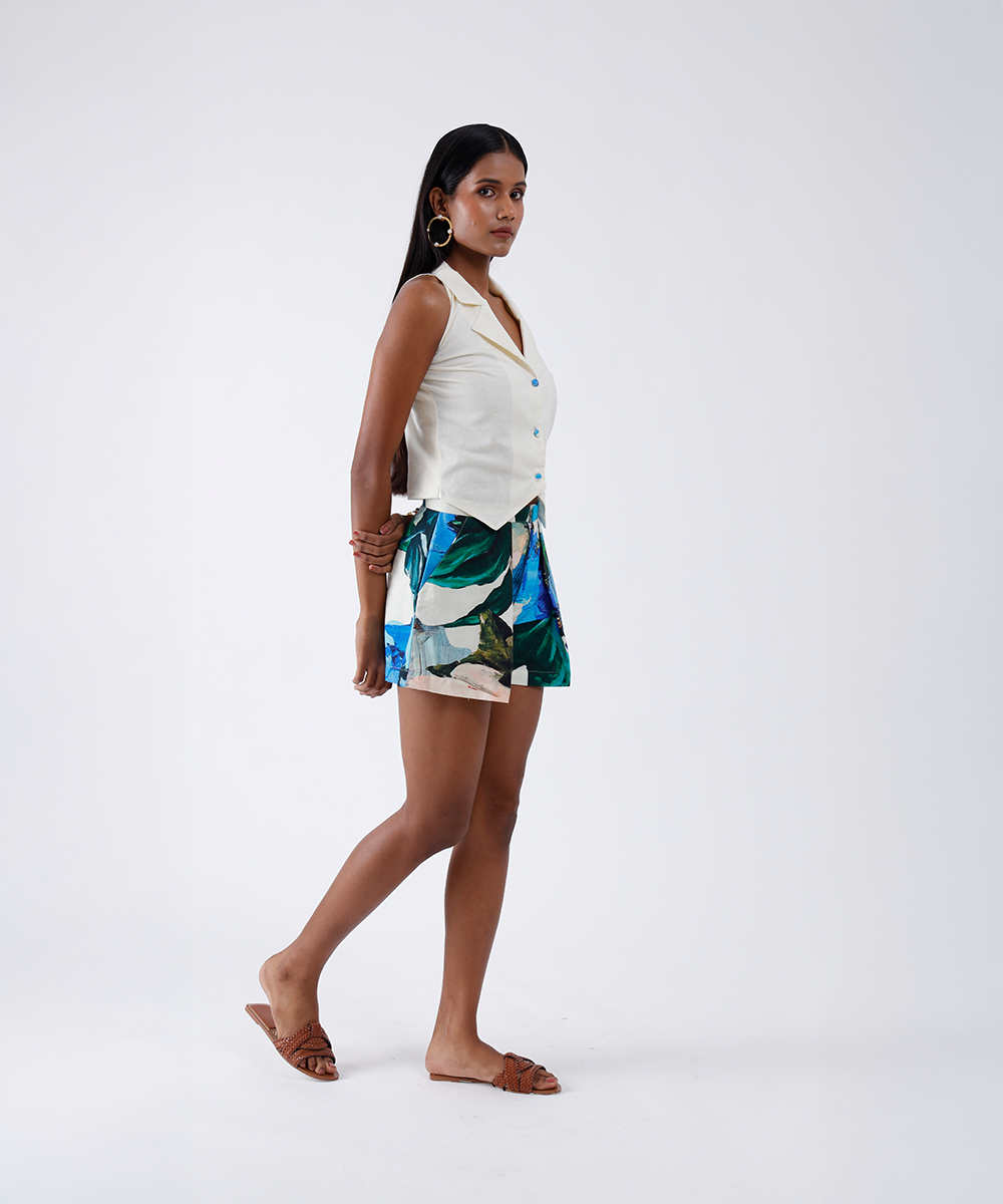 Florana Waistcoat Set in White