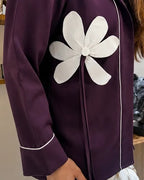 Plum Abstract Applique Shirt - Shweta Chugh