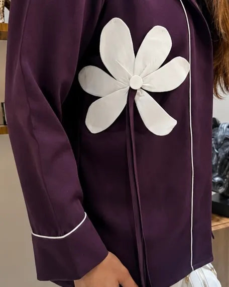 Plum Abstract Applique Shirt - Shweta Chugh