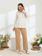 Moonlight Pearl French lace Linen Shirt