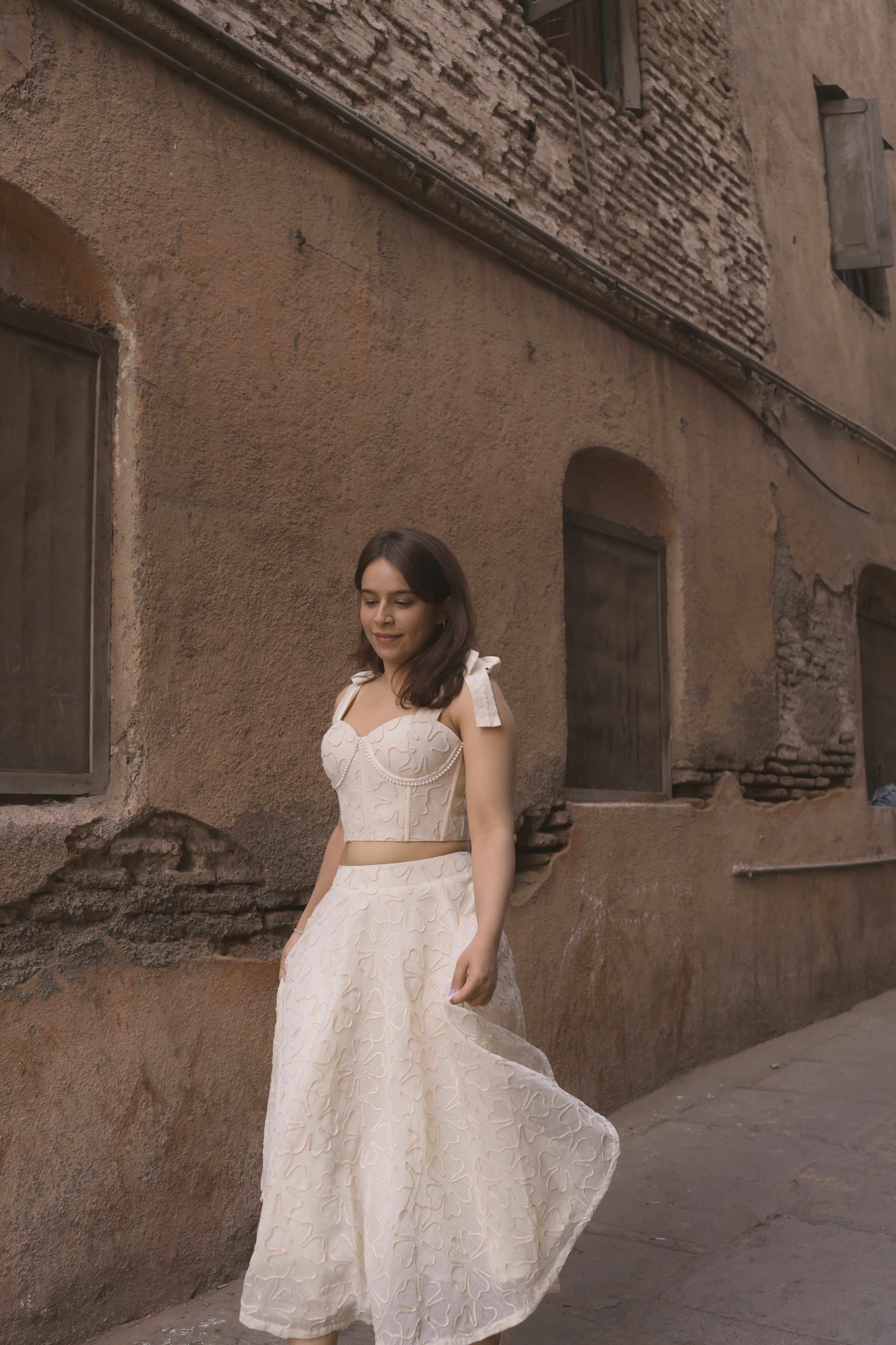 White Petal Long Skirt