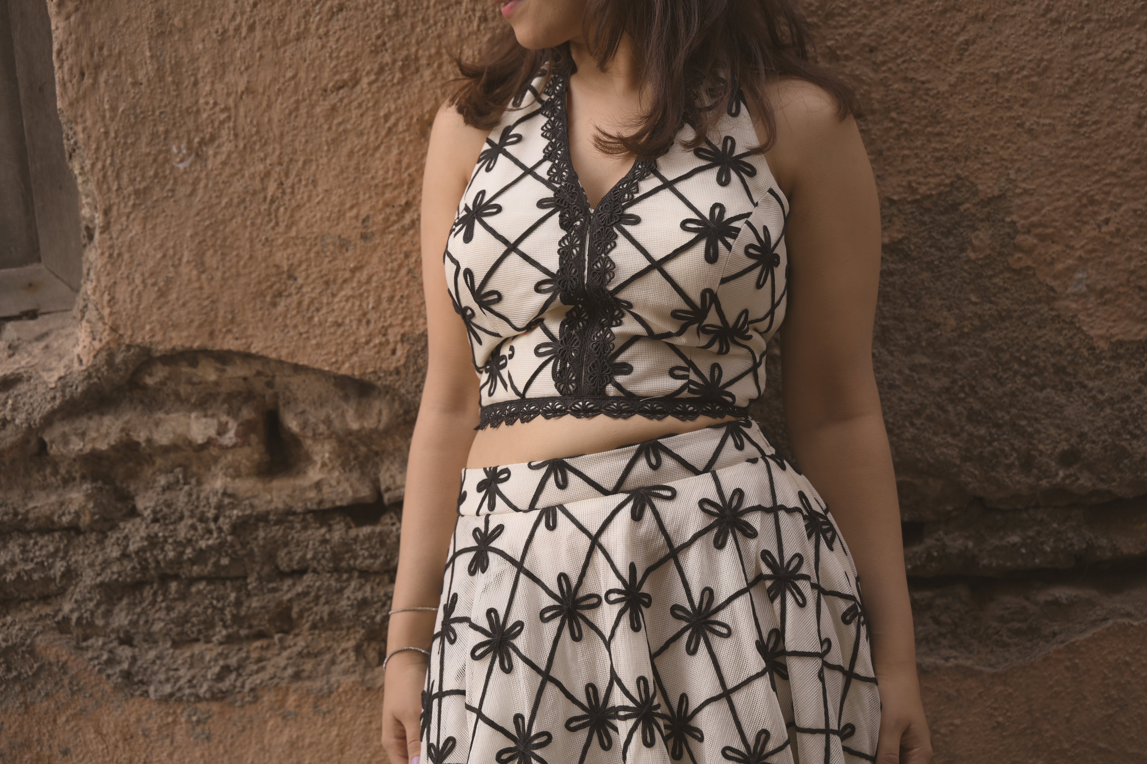 Black Cross Long Skirt