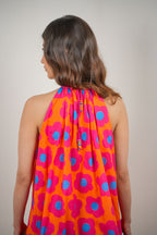 Mystic Bloom Halter Neck Balloon Dress