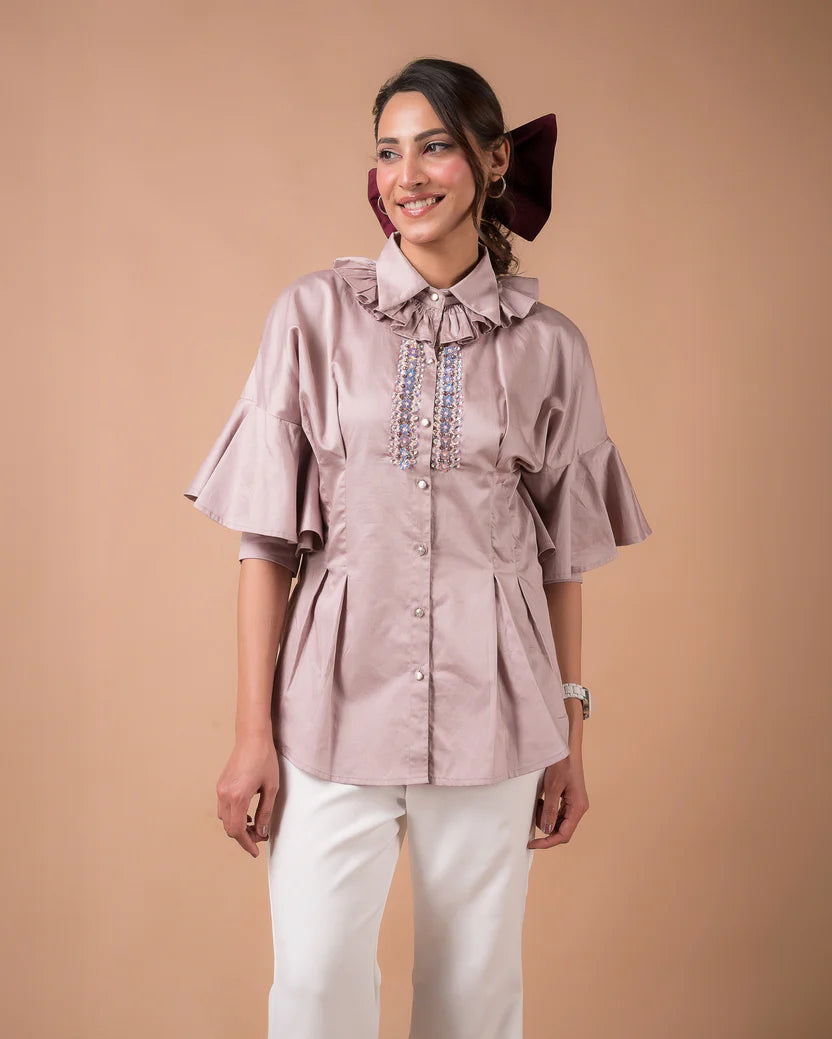 The Blush Pleated Shirt
