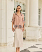 Threaded Devotion Grain Brown French Lace Flat Chiffon Shirt