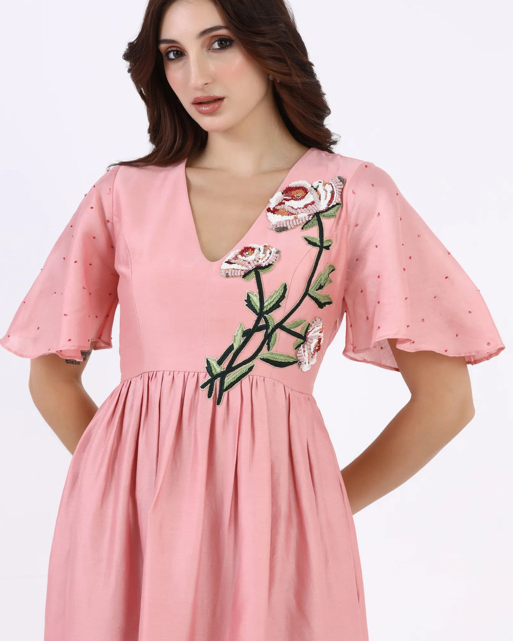 Rosé Garden Midi Dress