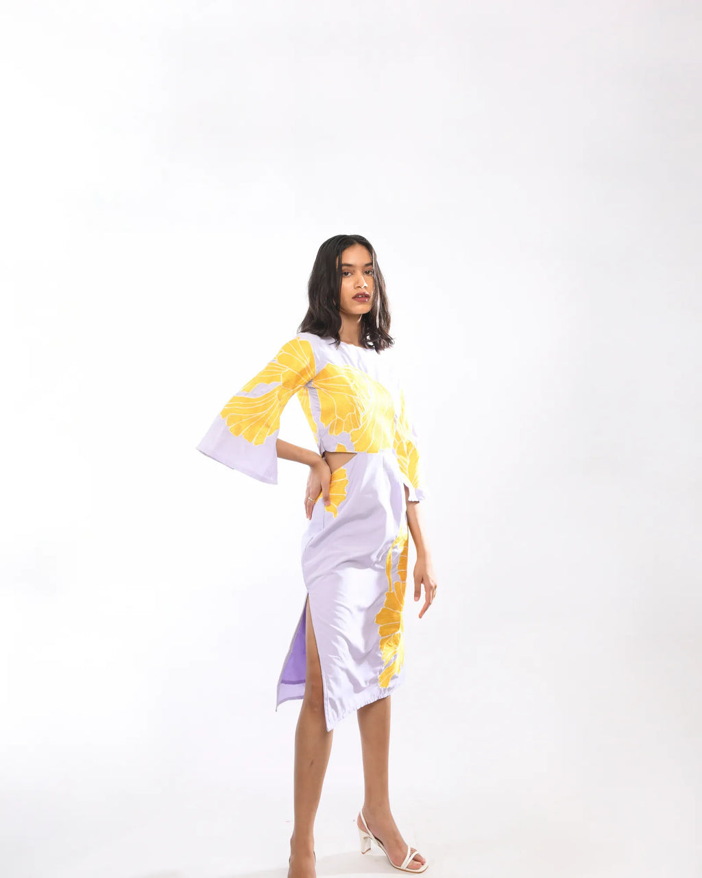 Lilac Pansy Embroidered Dress