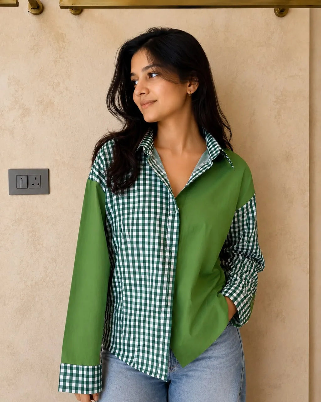 Colorblock Gingham Shirt