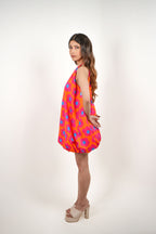 Mystic Bloom Halter Neck Balloon Dress