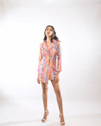 Multi Colour Striped  Blazer Dress