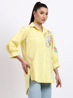 Yellow check Embroidered Shirt
