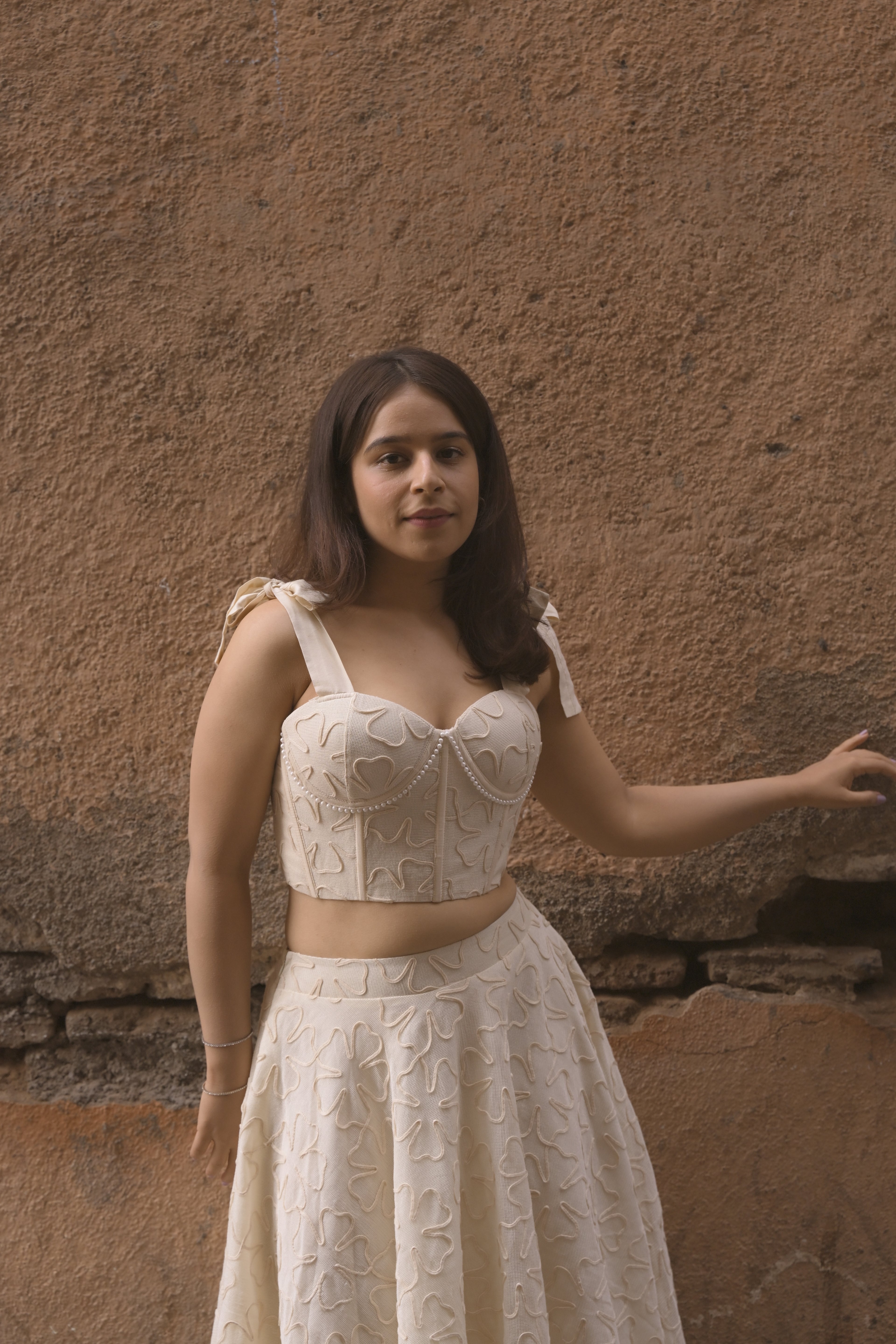 White Petal Corset Top - Divya Chawla