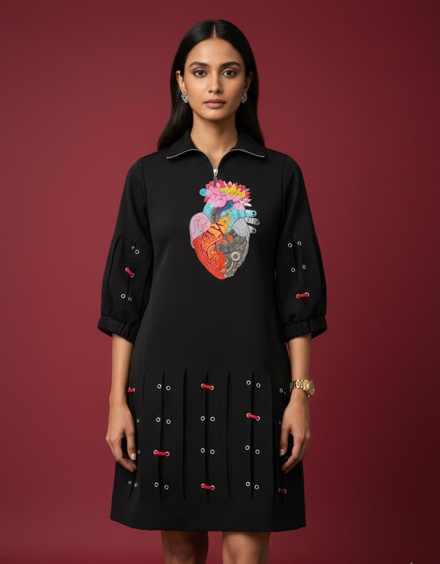 Black Techno Heart Dress