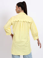 Yellow check Embroidered Shirt