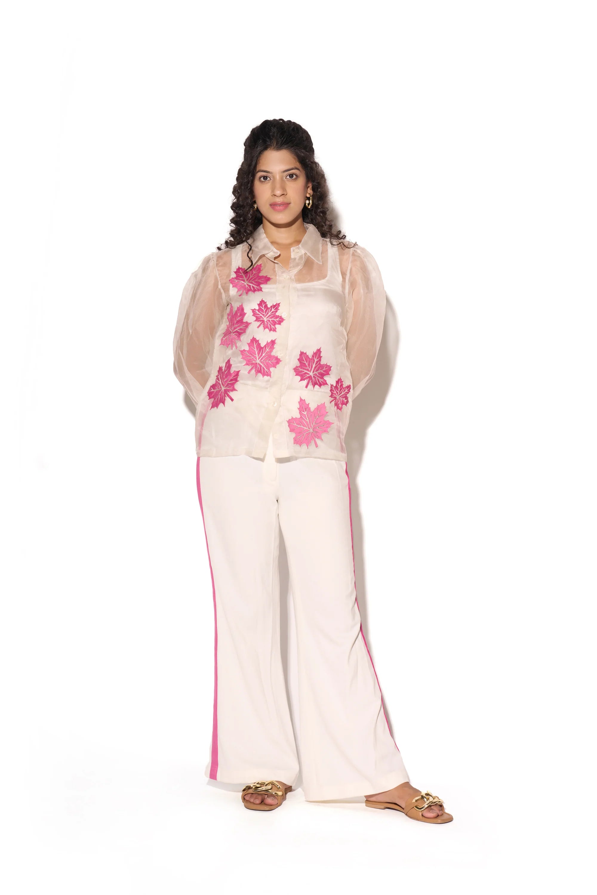 Pink Laser Cut Leaf Co-Ord Set