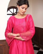 Fuchsia Hand-Embroidered Ensemble - BloomIt