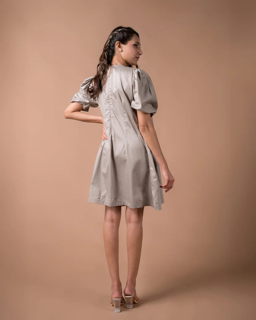 The Grey Pleated Dress - BeyondStiches