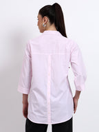 Baby pink stripes embroidered shirt