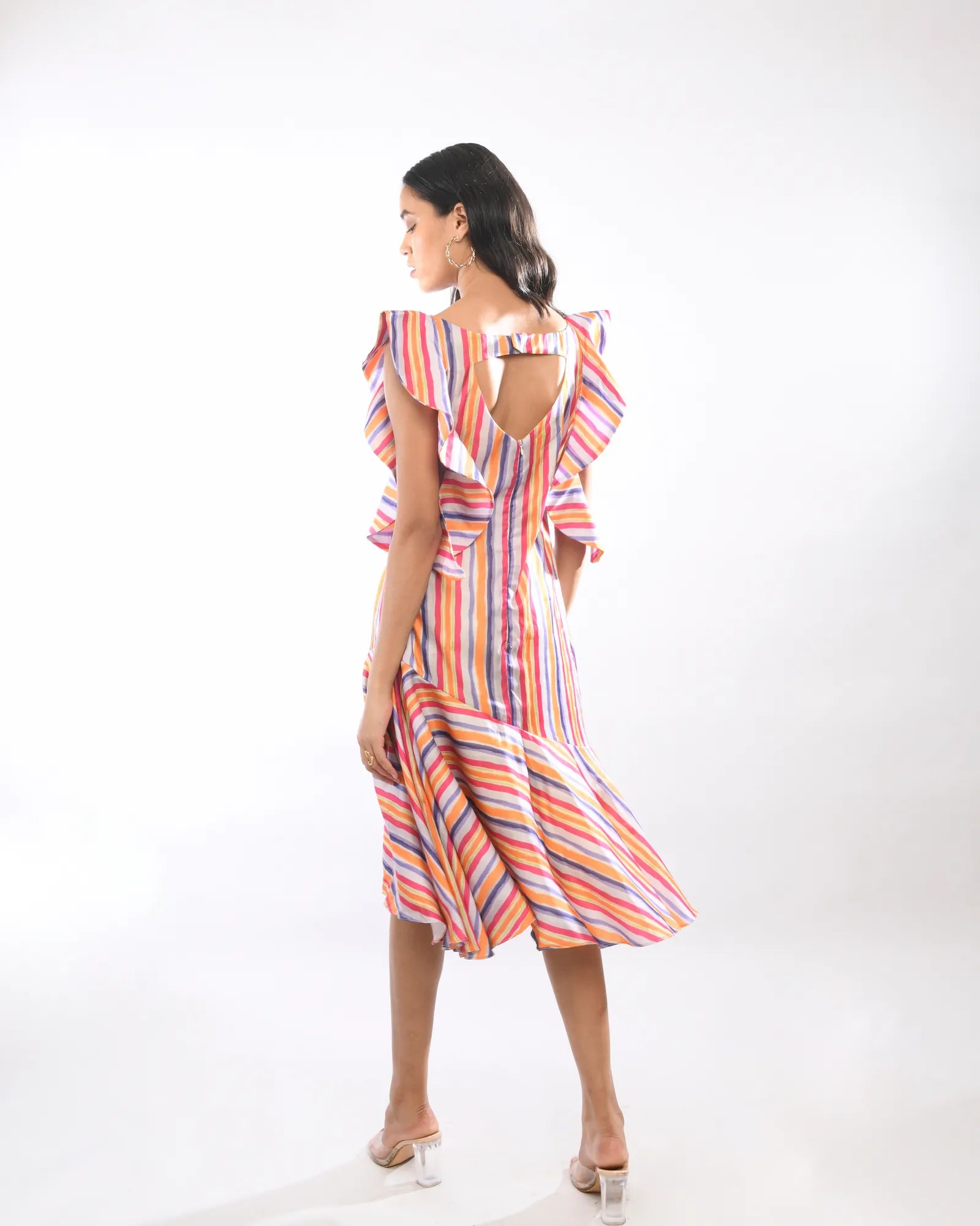 Multi Colour Striped  Midi Dress - Itara