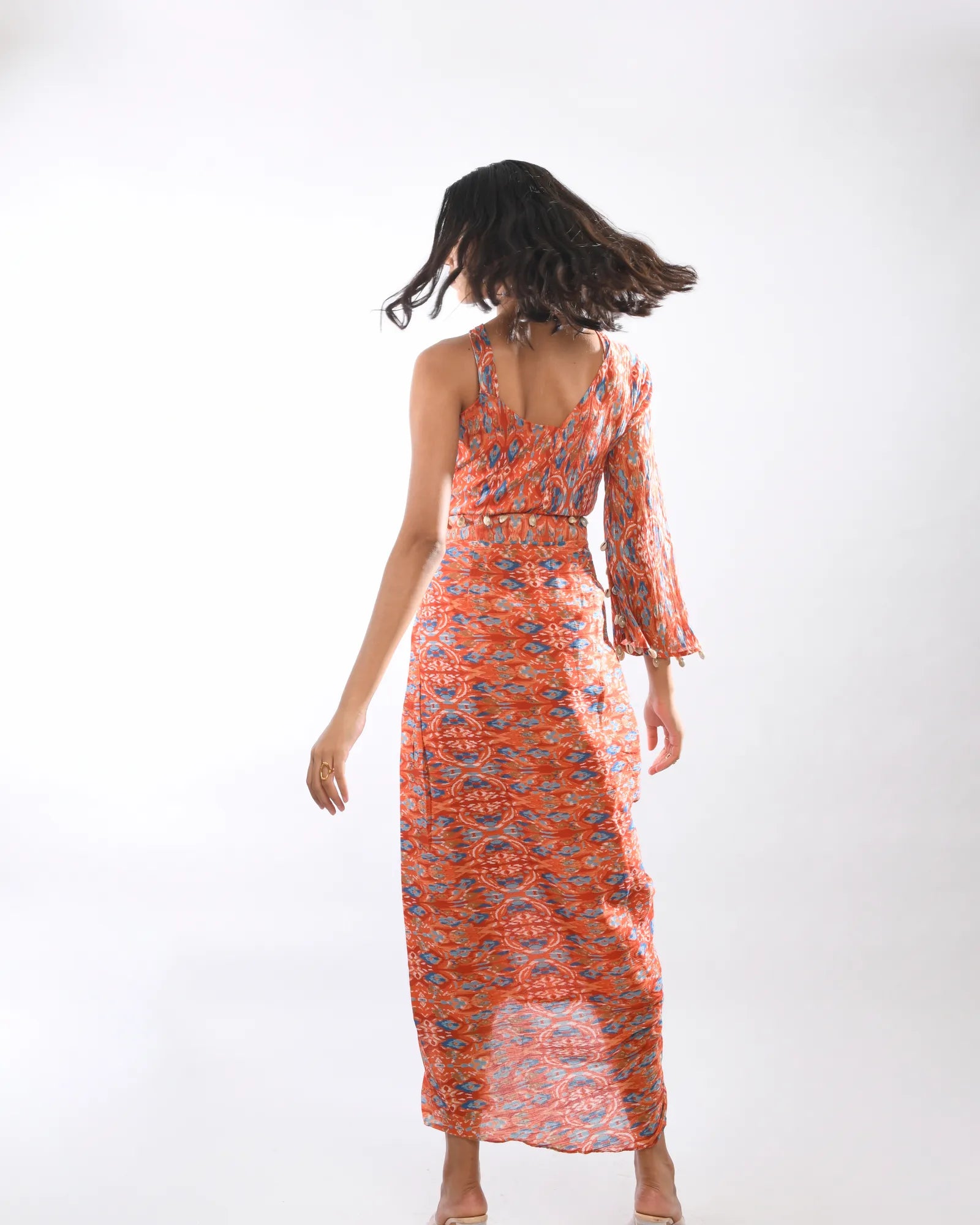 Orange Bohemian Skirt &  Top Co-Ord Set - Itara