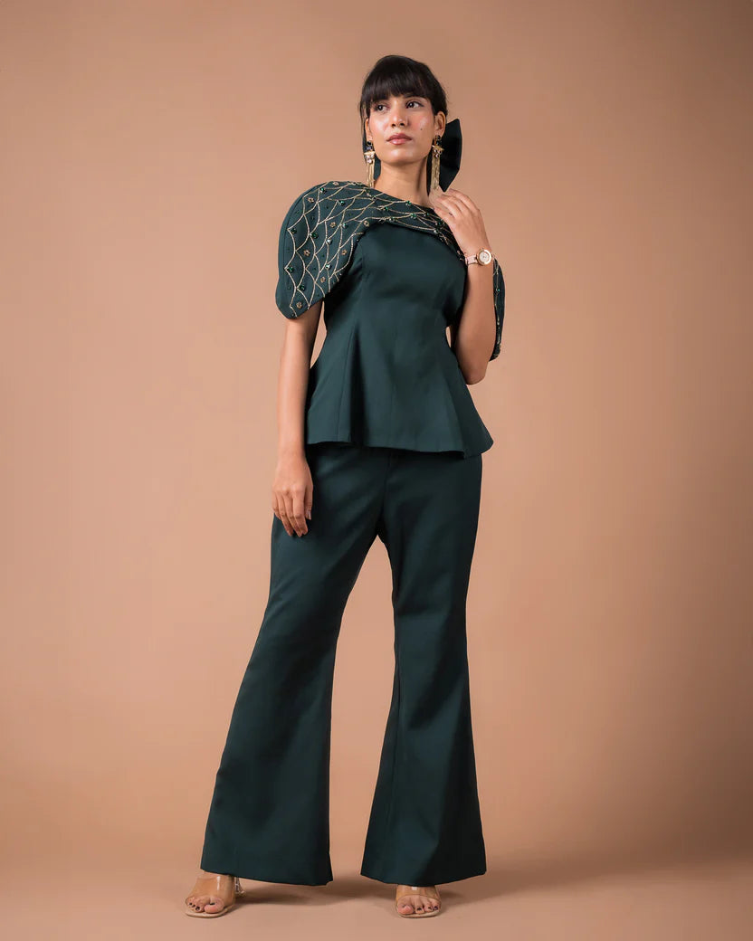 The Green Gold Cape Co-Ord Set