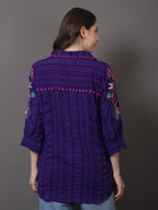 Purple Crushed Embroidered Shirt