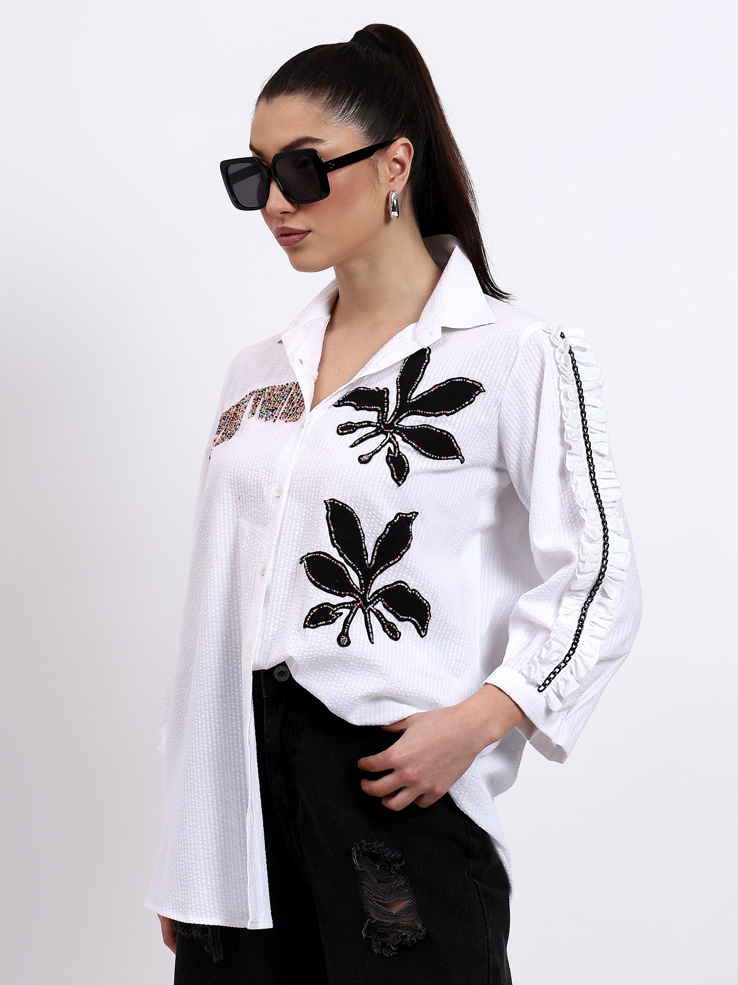 White seer sukar laser shirt