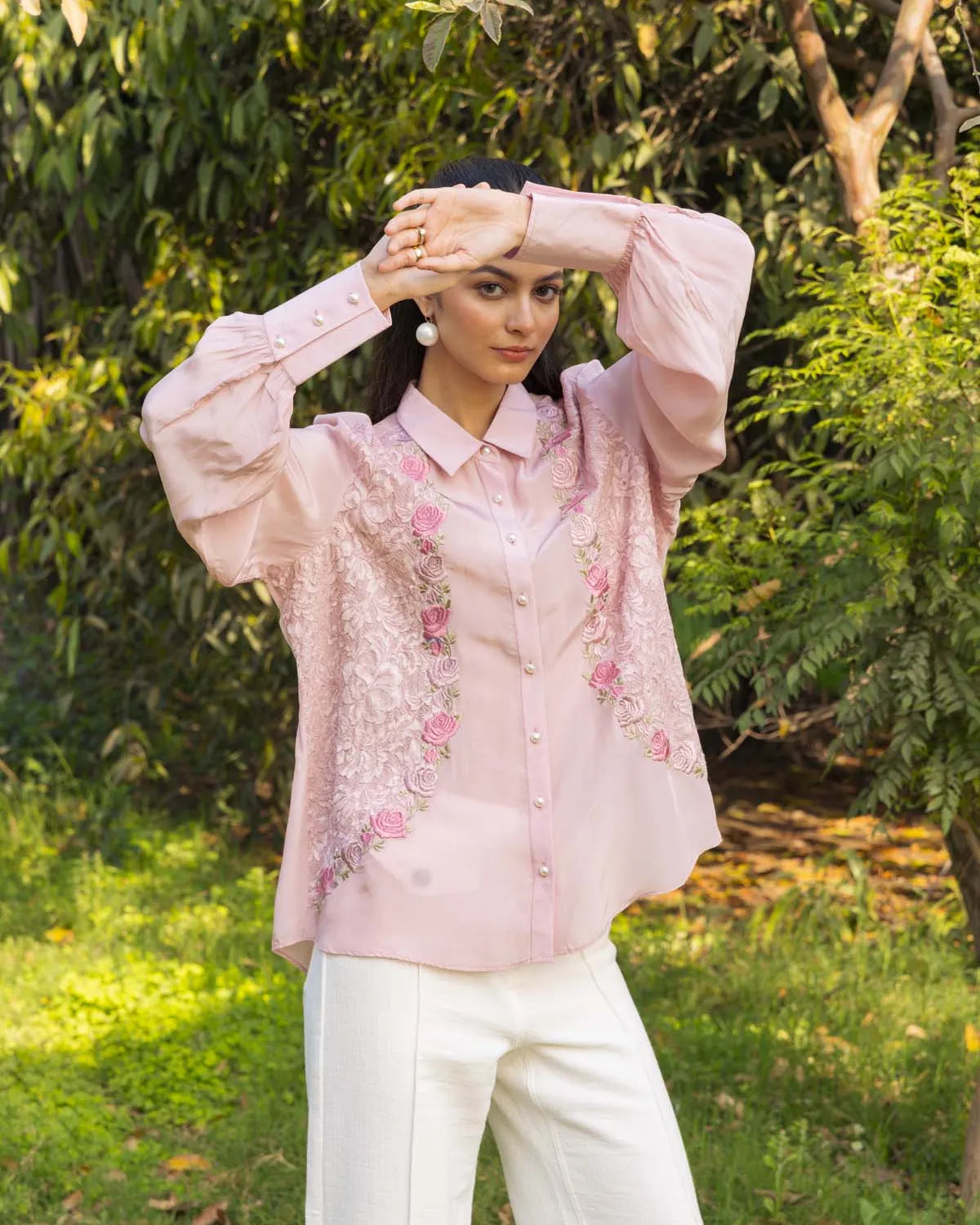 Iris French Lace Satin shirt