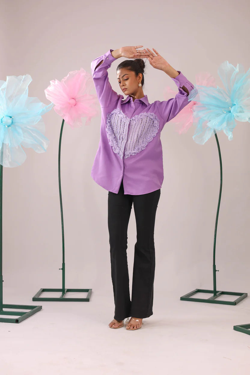 THE BIG HEART LAVENDER CRAPE SHIRT