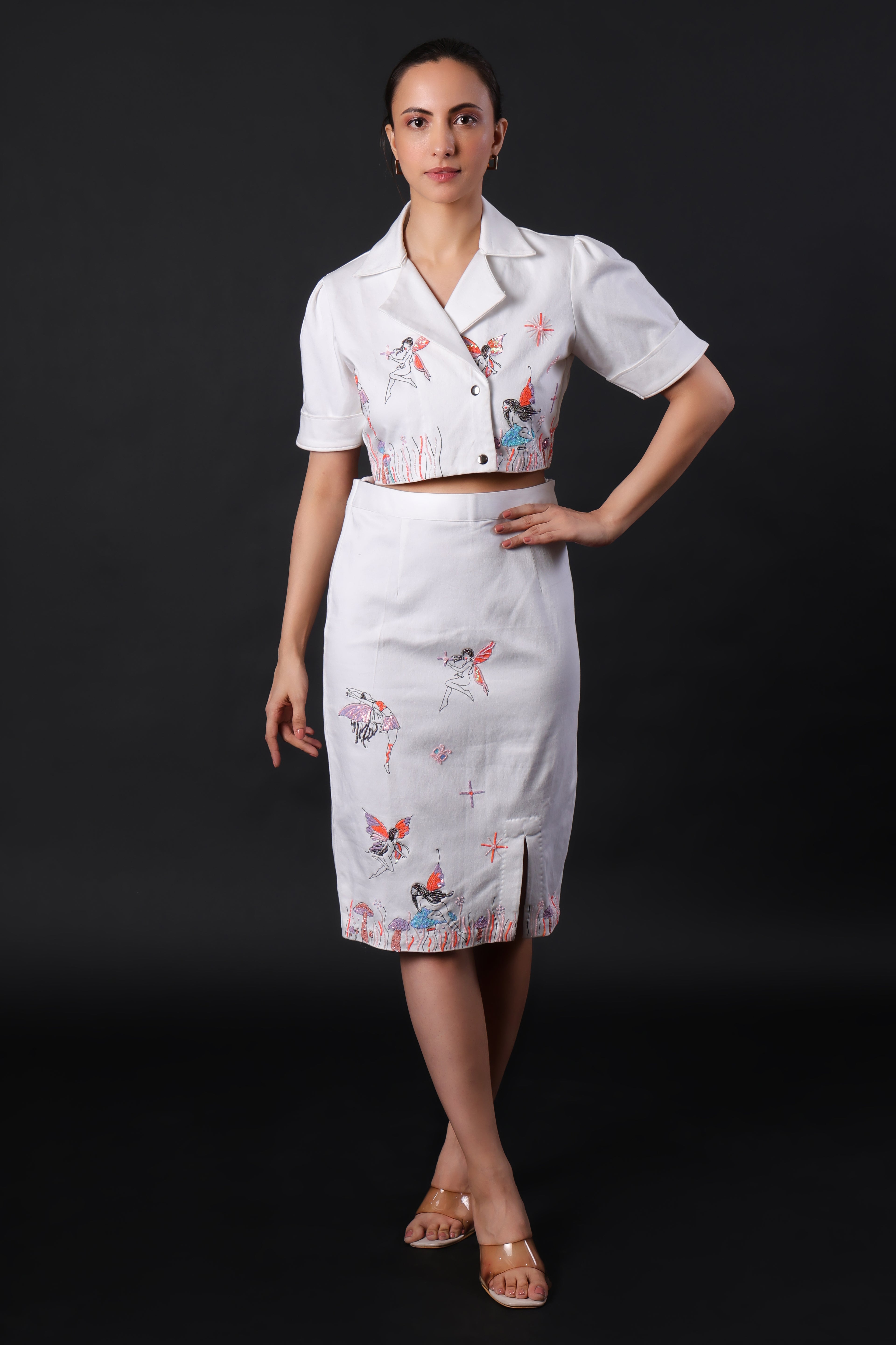 Pearl Cotton White Skirt